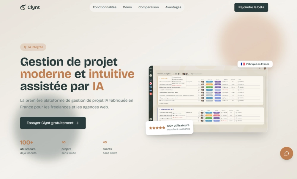application gestion projet freelance clynt.io