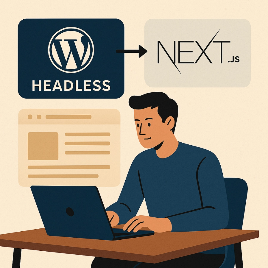 illustration homme wordpress headless react next.js